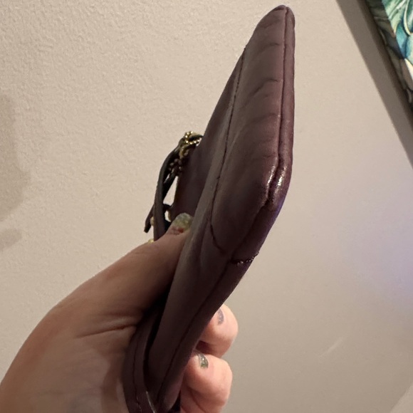 Coach Burgundy Leather Wristlet with Gold Accents - Picture 5 of 9